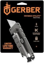 Gerber Gear Prybrid Utility Knife with Pry Bar - Multi-Tool Pocket Razor Knife with Retractable Knife Blade - EDC Knife - Grey