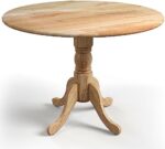 Giantex Round Dining Table, 40" D X 29" H, Rubber Wood Pedestal Table W/Round Tabletop & Curved Trestle Legs, 4-Person Dinner Table for Kitchen, Dining Room, Restaurant (Natural)