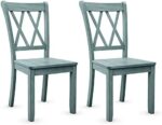 Giantex Set of 2 Dining Chairs, Rubber Wood Dining Room Side Chair, Mestler Dining Room Side Chairs for Home Kitchen, Dining Room, Mint Green (1, Mint Green)