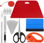 Glarks 23Pcs Wallpaper Smoothing Tool Kit with Felt Squeegee, Scraper, Craft Knife, Utility Knife, Safety Film Cutter, Scissors and Tape Measure, Vinyl Wrap Tool Kit for Window Film Wallpaper Trimming