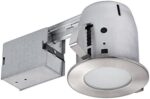 Globe Electric 4" LED IC Rated Flush Round Trim Recessed Lighting Kit, Brushed Nickel, Frosted Glass, Easy Install Push-N-Click Clips, LED Bulb Included, 3.88" Hole Size,90972, 420 Lumen