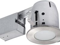 Globe Electric 4" LED IC Rated Flush Round Trim Recessed Lighting Kit, Brushed Nickel, Frosted Glass, Easy Install Push-N-Click Clips, LED Bulb Included, 3.88" Hole Size,90972, 420 Lumen