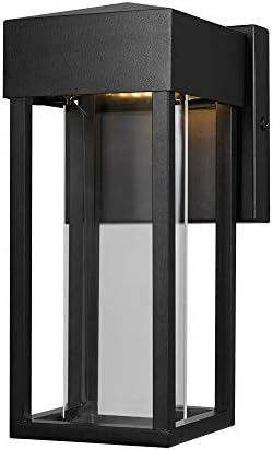 Globe Electric 44246 LED Integrated Outdoor Indoor Wall Sconce, Matte Black, Clear Glass, 10W, 420 Lumens, Wall Lighting, Wall Lamp Dimmable, Kitchen Sconces Wall Lighting, Home Improvement