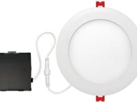 Globe Electric 6" LED Integrated Ultra Slim Recessed Lighting Kit, 12 Watts, Energy Star, IC Rated, Dimmable, Wet Rated, Fixed Flood, White Finish, 90933