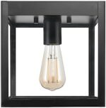 Globe Electric 60000020 1-Light Outdoor Flush Mount Ceiling Light, Matte Black, Clear Glass Shade, Outdoor Light Fixture, Front Porch Décor, Outdoor Lighting, Porch Light, Weather Resistant