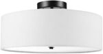 Globe Electric 60315 2-Light Flush Mount Ceiling Light, Dark Bronze, White Linen Shade, Kitchen, Lights, Bathroom, Home Essentials, Bedroom, Closet Light, Lighting Fixtures