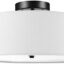 Globe Electric 60315 2-Light Flush Mount Ceiling Light, Dark Bronze, White Linen Shade, Kitchen, Lights, Bathroom, Home Essentials, Bedroom, Closet Light, Lighting Fixtures