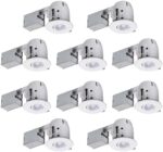 Globe Electric 90540 4" Swivel Round Trim Recessed Lighting Kit 10-Pack, White, Easy Install Push-N-Click Clips, 3.88" Hole Size