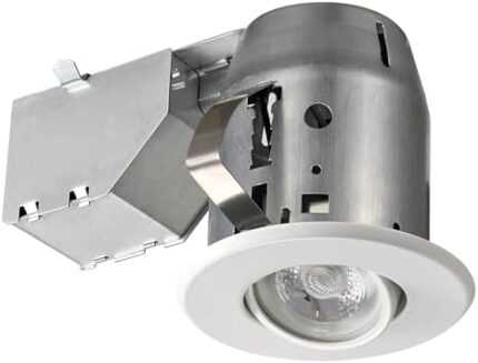 Globe Electric 90679 3" Swivel Round Trim Recessed Lighting Kit, White, Easy Install Push-N-Click Clips, 3.25" Hole Size, Recessed Lights, Dimmable, Ceiling Light, Porch Light, Home Improvement