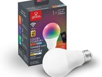 Globe Electric Wi-Fi Smart 10 Watt (60W Equivalent) Multicolor Changing RGB Tunable White Dimmable Frosted Led Light Bulb, No Hub Required, Voice Activated, 2000K - 5000K, A19 Shape, E26 Base 34202