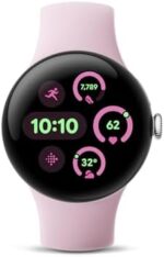 Google Pixel Watch 3 (41mm) - Android Smartwatch with Heart Rate Tracking, Advanced Running from Fitbit, Fitness Insights, 24-Hour Battery - Polished Silver Aluminum Case - Rose Quartz Band - LTE