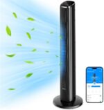 GoveeLife 36'' Smart Tower Fan for Bedroom, 75° Oscillating Floor Fans with Voice Remote, Temperature Auto 5 Modes 8 Speeds up to 25ft/s, 24H Timer, 29dB Quiet Cooling Standing Fan for Home Office