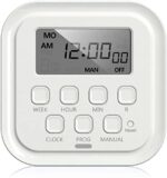 HBN 7 Day Heavy Duty Digital Timer, Dual Outlet, On/Off Programs 3-Prong Programmable Timer, Indoor, for Lamp, Light, Fan, Pets, Home, Kitchen, Office, Appliances, 125V, 15A, 1875W, 60Hz