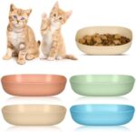 HMDZMR Cat Food Bowl Set 6 inch Wide Shallow Cat Bowl for Relief Whisker Fatigue,Small Flat Cat Dish Shallow Pet Feeding Dish or Plate for Cats and Small Dogs (4Pcs)