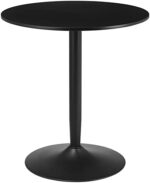 HOMCOM Round Dining Table for 2, Modern Kitchen Table with Painted Top and Steel Base for Living Room, Dining Room, Black