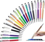 HOSTK 20pcs 2 in 1 Stylus Ballpoint Pen, Crystal Diamond Retractable Screen Touch Pen, Bling Capacitive Pens for Smartphones, Note, Tab, Office School Stationery Supplies(20 Pen-Black Ink)