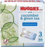 HUGGIES Refreshing Clean Scented Baby Wipes, Hypoallergenic, 3 Disposable Flip-top Packs (168 Total Wipes)