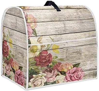 HUISEFOR Wood Grain Floral Print Stand Mixer Cover Home Kitchen Washable Appliance Cover, Kitchen Decorations Universal Dust Proof Mixers Protector with Top Handle and Pockets