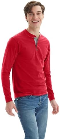 Hanes Men's Long-Sleeve Beefy Henley Shirt