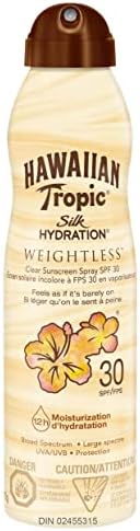 Hawaiian Tropic Silk hydration weightless sunscreen spray with air-soft texture, SPF 30, 170g