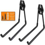 Heavy Duty Garage Storage Utility Hooks for Ladders & Tools, Wall Mount Garage Hanger & Organizer - Tool Holder U Hook with Anti-Slip Coating (Black, 2 Pack)