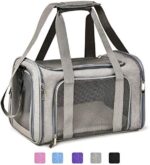 Henkelion Cat Carriers Dog Carrier Pet Carrier for Small Medium Cats Dogs Puppies up to 15 Lbs, TSA Airline Approved Small Dog Carrier Soft Sided, Collapsible Waterproof Travel Puppy Carrier - Grey