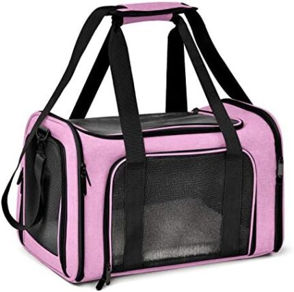 Henkelion Large Cat Carriers Dog Carrier Pet Carrier for Large Cats Dogs Puppies up to 25Lbs, Big Dog Carrier Soft Sided, Collapsible Waterproof Travel Puppy Carrier - Large - Pink