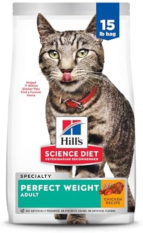 Hill's Science Diet Dry Cat Food, Adult, Perfect Weight for Healthy Weight & Weight Management, Chicken Recipe, 15 Lb Bag