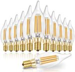 Hizashi 90+ CRI E12 LED Candelabra Bulb 40W Equivalent, 2700K Warm White, Dimmable Chandelier Light Bulbs, CA10 LED Candle Bulbs, 4W, 450 Lumens, UL Listed - 12 Pack