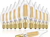 Hizashi 90+ CRI E12 LED Candelabra Bulb 40W Equivalent, 2700K Warm White, Dimmable Chandelier Light Bulbs, CA10 LED Candle Bulbs, 4W, 450 Lumens, UL Listed - 12 Pack