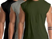 Holure 1 or 3 Pack Men's Gym Tank Tops Workout Sleeveless T-Shirts Athletic Muscle Tank Training Bodybuilding Tee Shirts