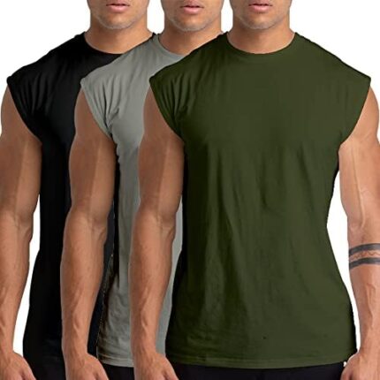 Holure 1 or 3 Pack Men's Gym Tank Tops Workout Sleeveless T-Shirts Athletic Muscle Tank Training Bodybuilding Tee Shirts