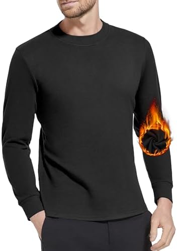 Holure Mens Thermal Long Sleeve Shirt Lightweight Thermal Baselayer Crewneck Tops Leisure Warm Underwear Top