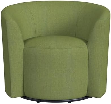 Homepop Home Décor Upholstered 360° Barrel Back Swivel Chair | Accent Chairs for Living Room & Bedroom | Decorative Home Furniture, Olive Green Woven