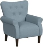 Homepop Home Decor | Upholstered Rolled Arm Wingback Accent Chair | Accent Chairs for Living Room & Bedroom | Decorative Home Furniture - Blue Textured woven