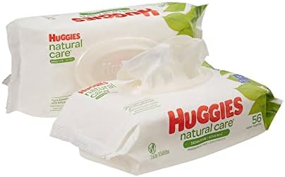 Huggies Natural Care Fragrance Free Baby Wipes, 112 Total Wipes 56 Count Each (Pack of 2)