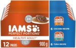 IAMS Perfect Portions Healthy Wet Cat Food Adult Grain Free Cuts in Gravy - Chicken and Tuna, 12CT Multipack, 75g Tray