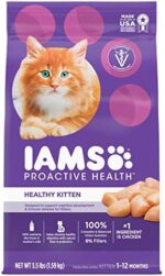 IAMS Proactive Health Healthy Kitten Dry Cat Food with Chicken, 1.59kg Bag