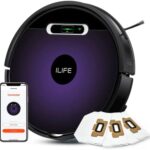 ILIFE V3s Max Robotic Vacuum Cleaner, 2300Pa Suction Hybrid Vacuum & Mop,1000ml DustBags(3 Qty),Ideal for Hard Floor,Alexa, GH,App,4 Layer Filter to Clear Pollen Allergic