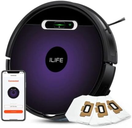 ILIFE V3s Max Robotic Vacuum Cleaner, 2300Pa Suction Hybrid Vacuum & Mop,1000ml DustBags(3 Qty),Ideal for Hard Floor,Alexa, GH,App,4 Layer Filter to Clear Pollen Allergic