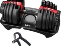 IMFit 5lb-52.5lb Adjustable Dumbbells | Single/Set of 2 | Free Hand Grip, Weight Adjusts from 5 to 52.5 lbs, 15 Adjustable Weight Settings, Space Efficient Compact Design, Easily Switch Exercises