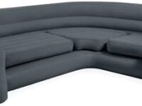 INTEX Inflatable Corner Sofa: L-Shaped – Indoor Use – 2-in-1 Valve – 880lb Weight Capacity – 101” x 80” x 30”, Gray