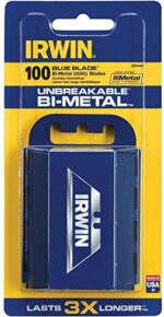 Irwin 2084400 Bi-Metal Blue Utility Blade, 100-Pack