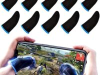 J-Kare PUBG Mobile Finger Sleeves for Mobile Gaming | Pack of 10 | Thumb Sleeves for Mobile Gaming | PUBG COD Fortnite | Anti Sweat Anti Dryness Breathable | Finger Gloves (Blue)