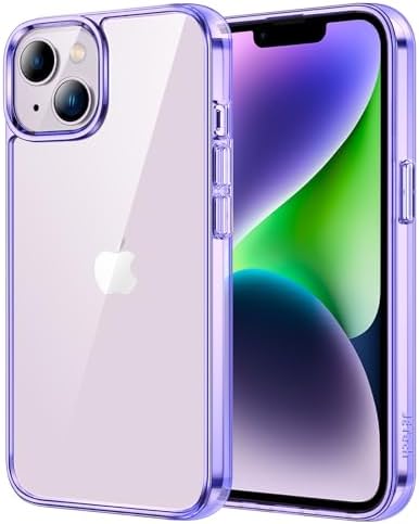 JETech Case for iPhone 14 6.1-Inch, Non-Yellowing Shockproof Phone Bumper Cover, Anti-Scratch Clear Back (Deep Purple)