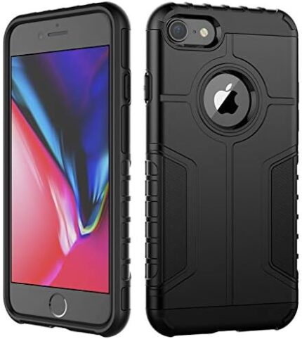 JETech Shockproof Case for iPhone 8 and iPhone 7, Dual Layer Protective Phone Cover with Shock-Absorption (Black)