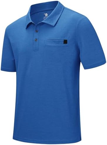 JHMORP Men's Golf Shirts Short Sleeve Stretch Quick Dry Polo T-Shirts with Pocket Tennis Sport