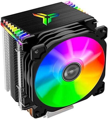 JONSBO CR1400 RGB CPU Air Cooler, 92mm PWM CPU Cooler with 4 Heat Pipes, Removable Computer PC Fans Easy to Install, Quiet Rainbow RGB Cooling Fan for Intel LGA 1700/1200/1151, AMD AM4 AM5, Black