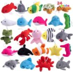 JOYIN 24 Pcs Mini Sea Animal Plush Toys, 3” Stuffed Sea Animal Bulk for Kids Birthday Party Favors, Basket Stuff, Pinata Fillers, Goodie Bag Fillers, School Prizes, Valentine's Day Party Supplies