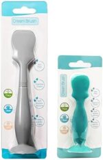 JR Baby Diaper Cream Spatula, 2 Pack Baby Diaper Brush with Humanized Handle and Suction Cup, Baby Brush Diaper Cream Applicator Newborn Butt Paste Spatulas (Grey & Green)